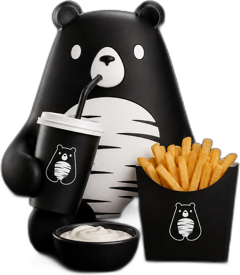 Bärliner Bros Bär mit Pommes und Getränk